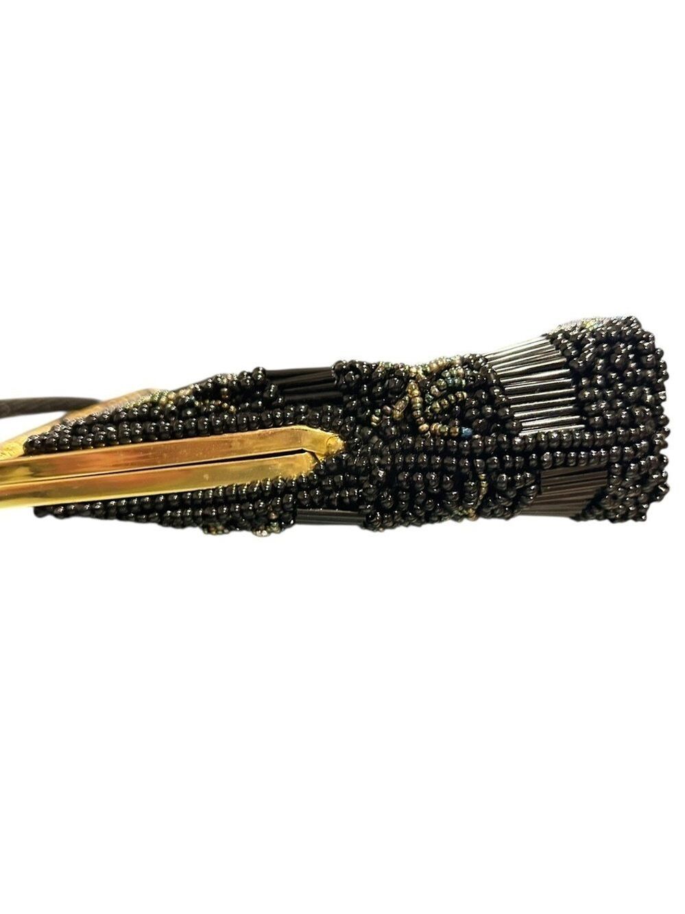 Vintage Beaded Handbag Ornate Goldtone Frame Beautiful Beading Including Handle - Picture 4 of 10